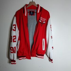 Red and White Varsity Bomber Jacket